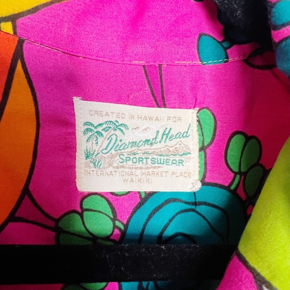Vintage Diamond Head Sportswear Hawaii Aloha Shirt 1960s Floral Print button - Picture 5 of 6
